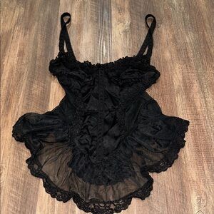 Vintage 70s Alana Gale Black Nylon Teddy Small Lace size M‎